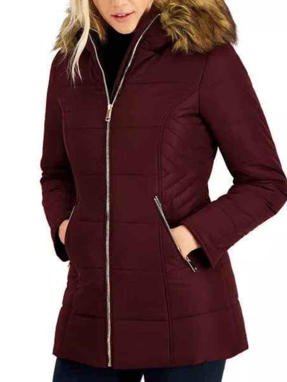 Brand New Maralyn & Me Quilted Winter Puffer Jacket – Burgundy